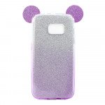 Wholesale Galaxy S7 Minnie Bow Glitter Necklace Strap Case (Purple)